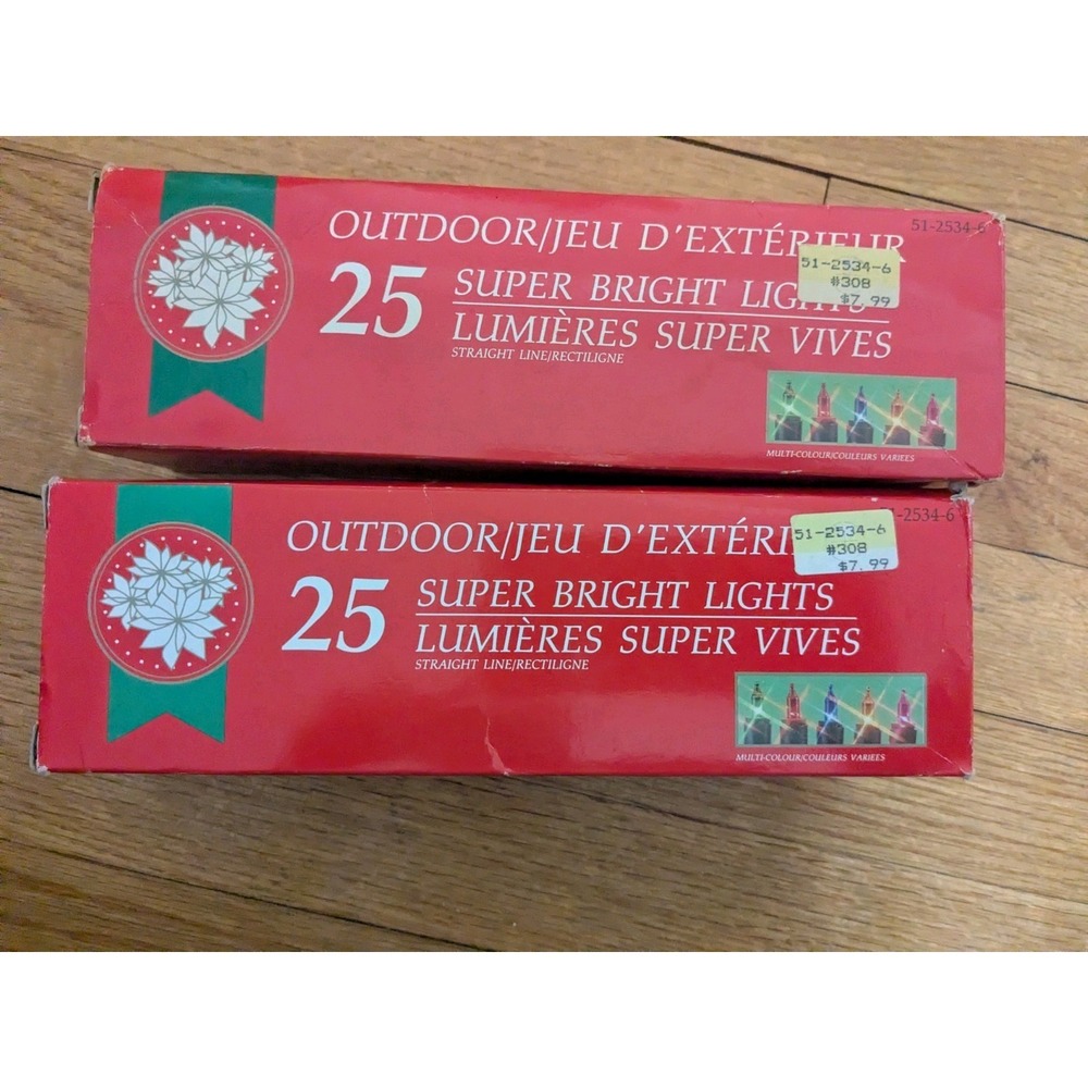 Vintage Outdoor Christmas Lights Lot of 2 Super Bright 25 Light Sets Untested